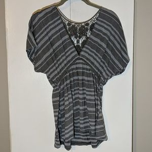 V-neck empire waist blouse with lace back